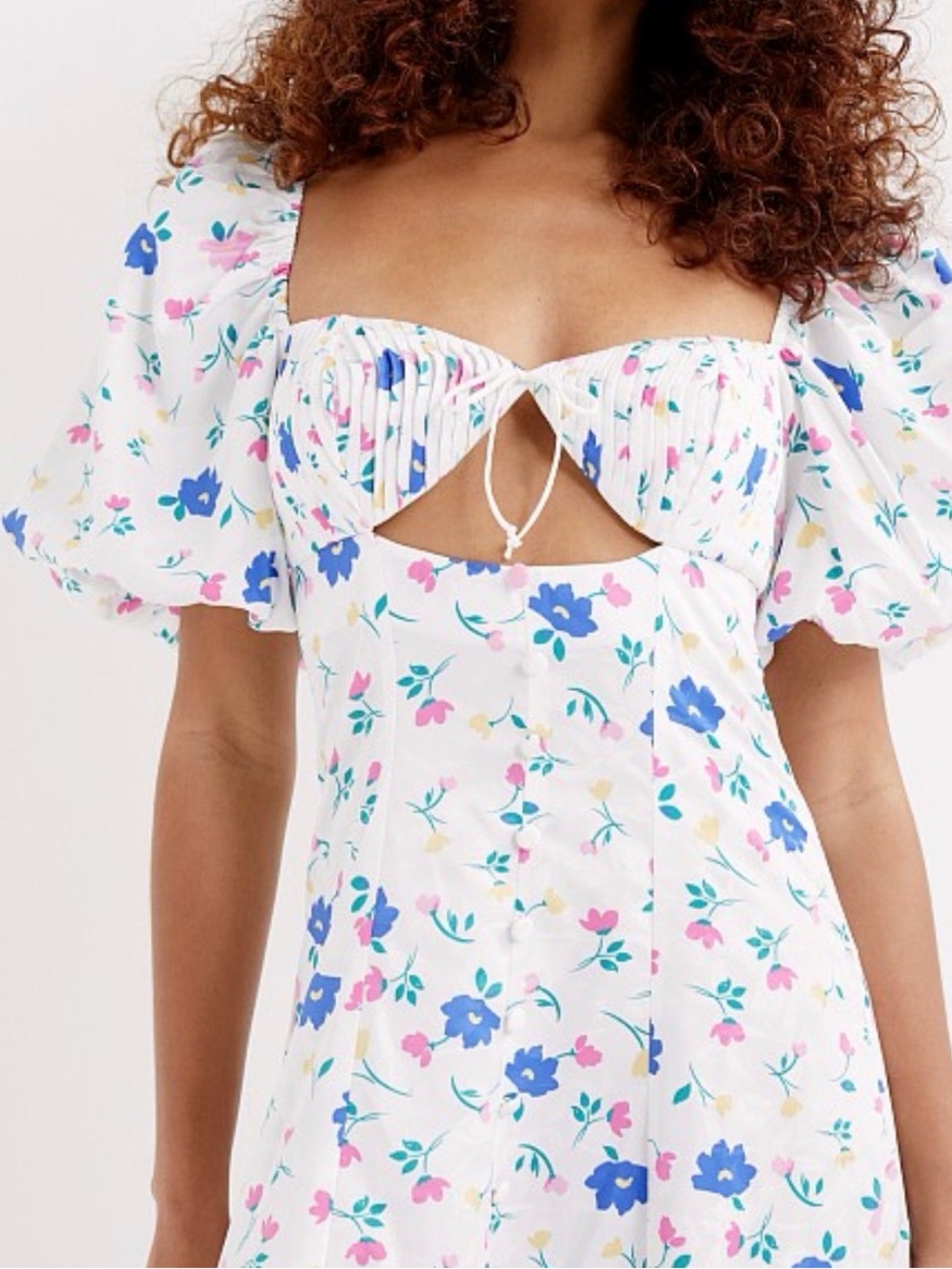 Revolve For Love & Lemons Lexy Cut Out Maxi Dress White Floral SZ M UGC - Picture 10 of 10